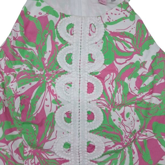 Lilly Pulitzer Tank Top Women's 4 Green Pink Annabelle Forgot My Trunks Vacation - Picture 4 of 10